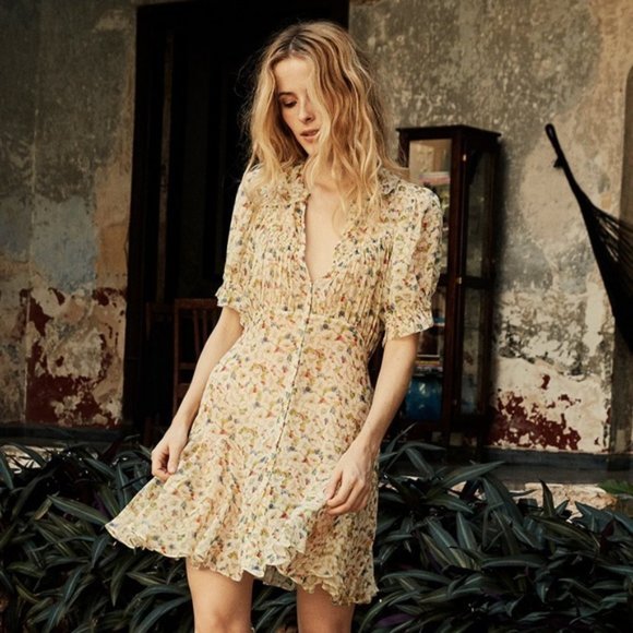 SOLD NWT Doen Mira Green Strawberry Dres, Size S, Pristine, 100% silk - Picture 11 of 12